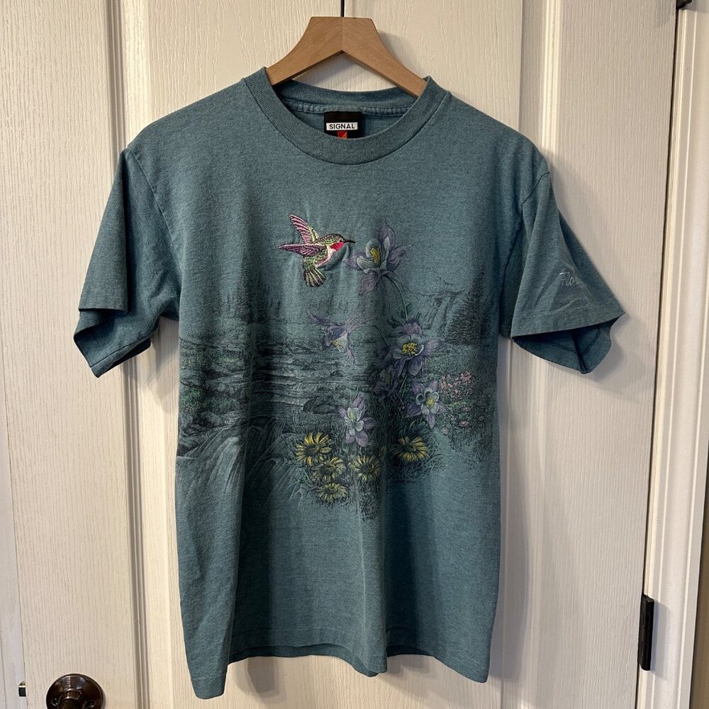 Vintage | Signal Sport Hummingbird Floral Garden Florida SS Graphic Tee Shirt M
